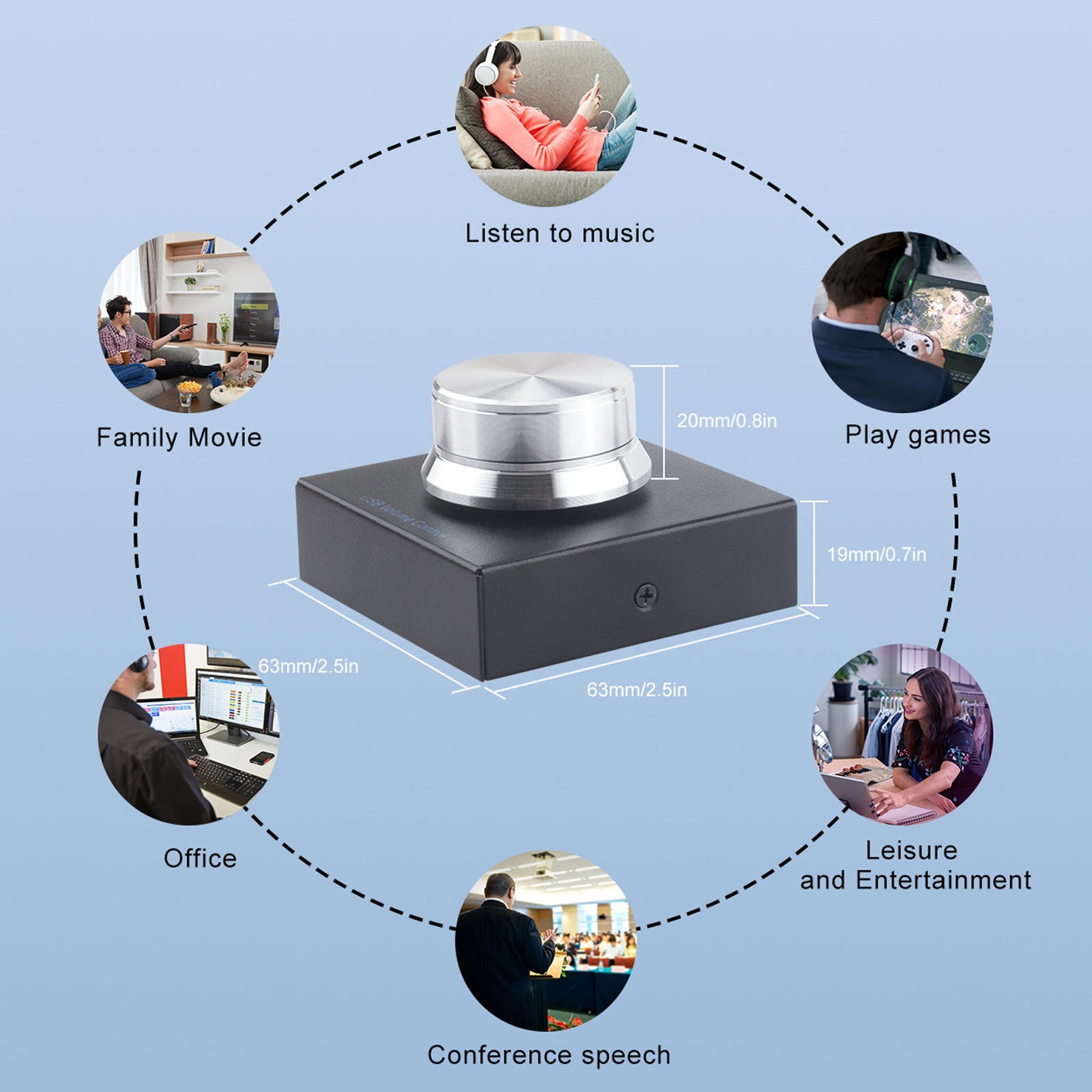 Usb Volume Control, Lossless Pc Computer Speaker Volume Controller Knob, Adjuster Digital Control With One Key Mute Functi
