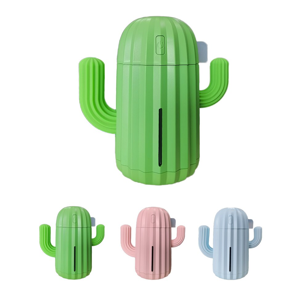 Humidificador de aire para el hogar y la Oficina, minidifusor de aire con de Cactus, alimentado por USB, 340ml, Humidificador LED, versión USB