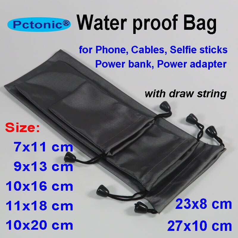 Pctonique sac étanche pour iPhone Huawei Samsung Selfie bâton de poche adaptateur de banque de puissance étui de rangement 20x8cm 27x10 10x20 15 sac