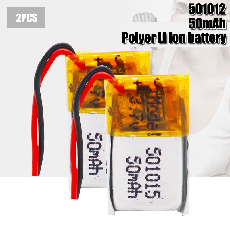 501012 3.7V 50mah Lithium Polymer Rechargeable Batteries For MP3 MP4 MP5 GPS Toy bluetooth headphone speaker recorder Lipo cells: 2PCS