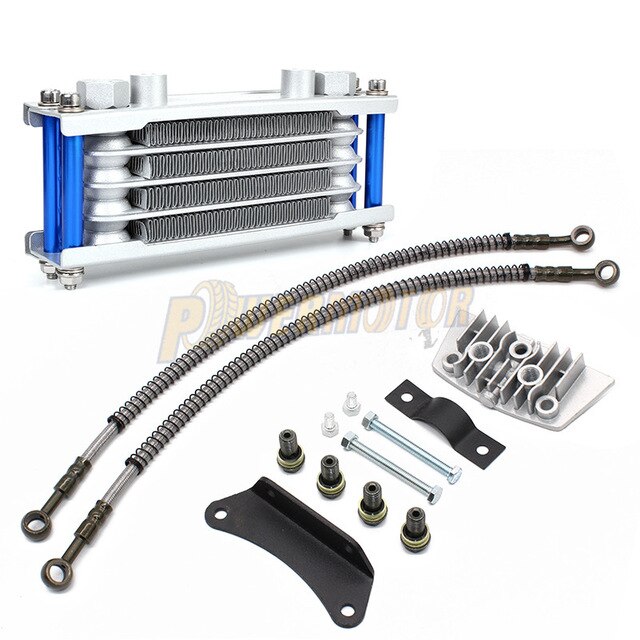 Motorcycle Oil Cooling Cooler Chinese Made Radiator Oil Cooler Set For 50cc 70cc 90cc 110cc 125cc 140cc Horizontal Engine: Blue-For-50cc-110cc