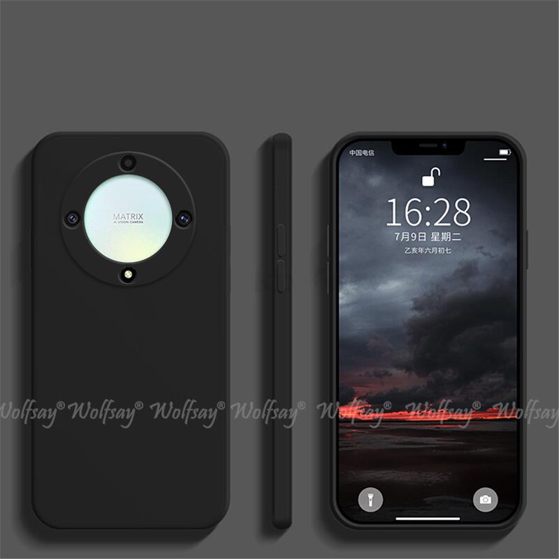 Offizielle flüssigsilikon-schutzhülle für honor  x9a  x9a x8a x7a x9 x8 x7 x6s handyhülle für honor  x9a: Bauchmuskeln / Schwarz