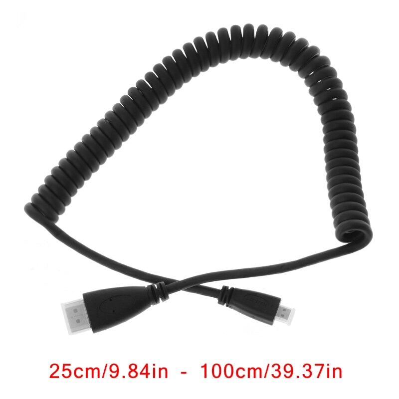 Ootdty hdmi naar micro kabel spiraaladapter spiraalkabel hoge snelheid converter adapter zwart 25-100cm
