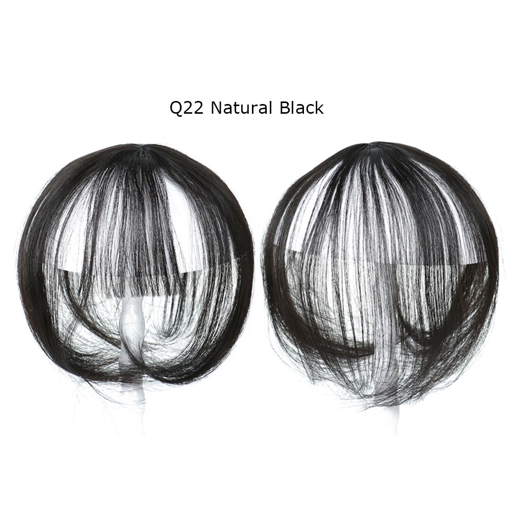 Flequillo de aire 3D con dos lados largos para mujer tejido a mano Invisible negro sin costuras marrón Neat Bangs: Q22 Natural Black