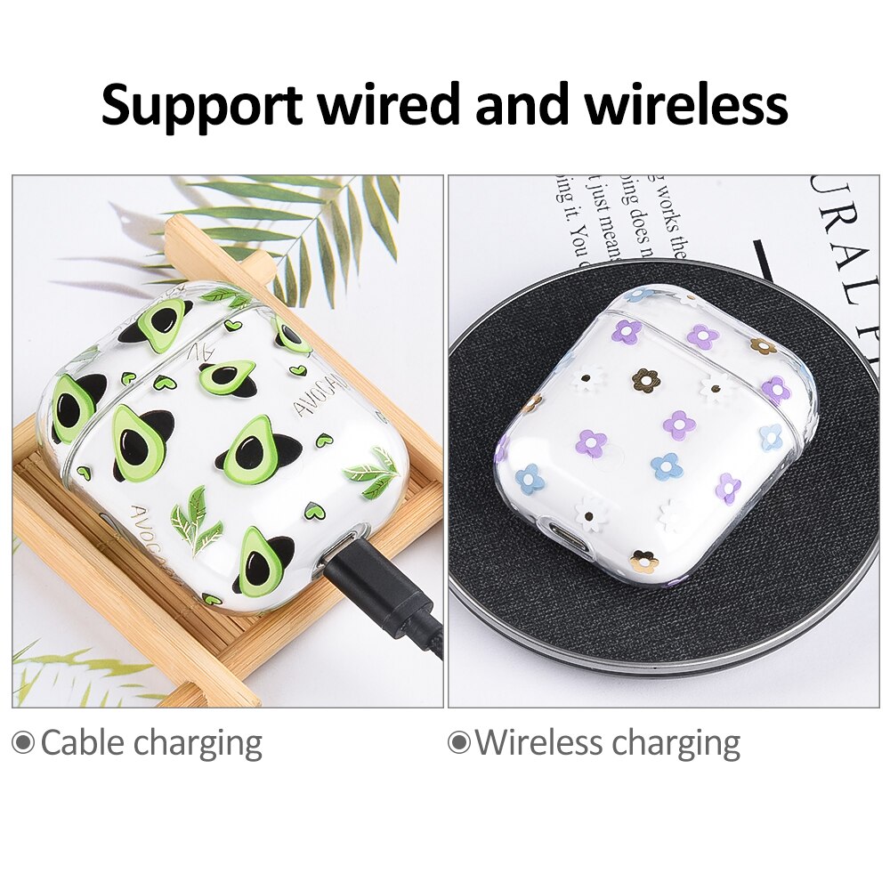 Frutas pc caso duro para airpods 2 1 fone de ouvido casos para airpods claro transparente capa do fone de ouvido