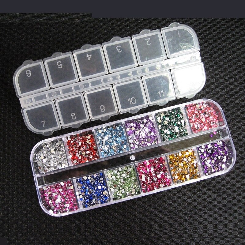 Joylive 3000Pcs 2Mm Ronde Kleurrijke Glitters Met Hard Case Diy Nail Art Decorations Rhinestones Nail Decoratie: Default Title