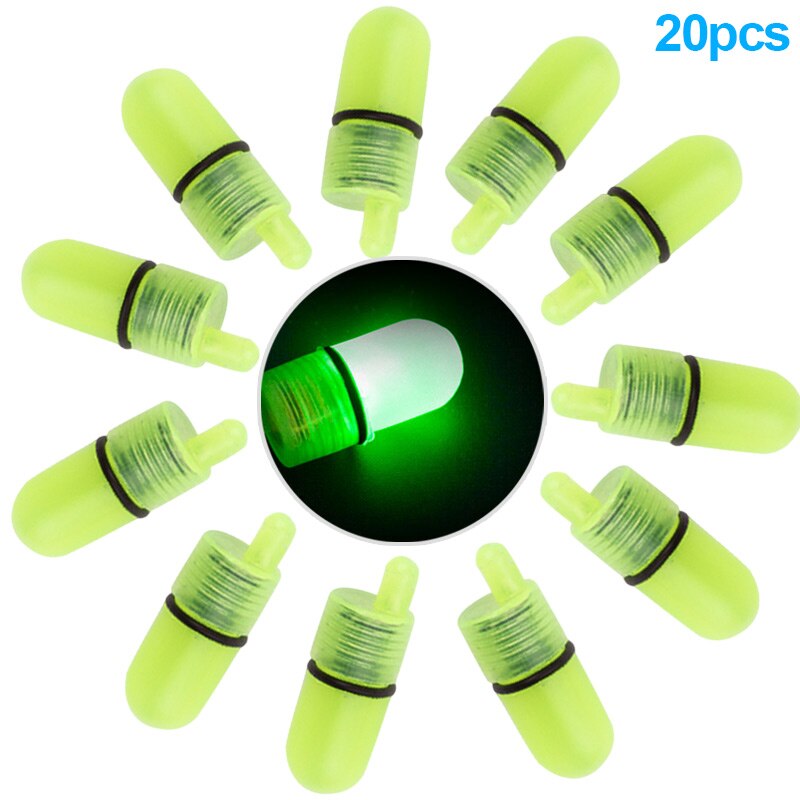 Duradera luz LED de plástico pinza luminosa Tip campanas de caña de pescar alarma timbre mordida anillo pez cebo al aire libre herramientas de pesca nocturna 20 Uds: Default Title