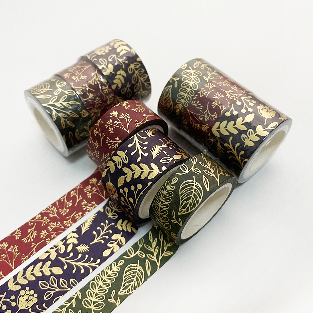 3 Rollen Washi Band einstellen Goldfolie Dekoratives Klebeband Kawaii 5 m Scrapbooking Washitape Aufkleber Tagebuch Briefpapier Maskierung klopfen: Grün