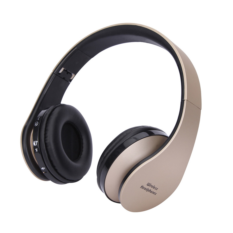 Headfone Casque Audio Bluetooth Headset Big Earphone Cordless Wireless Headphone for Computer PC Head Phone iPhone With Mic Aptx: Gold