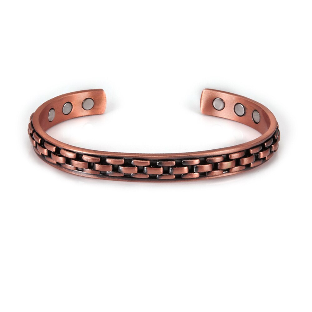 Magnetic Pure Copper Bracelet Male Adjustable Cuff Energy Magnetic Bracelet Benefits Wristband Stripe Health Men Bracelets Women: copper