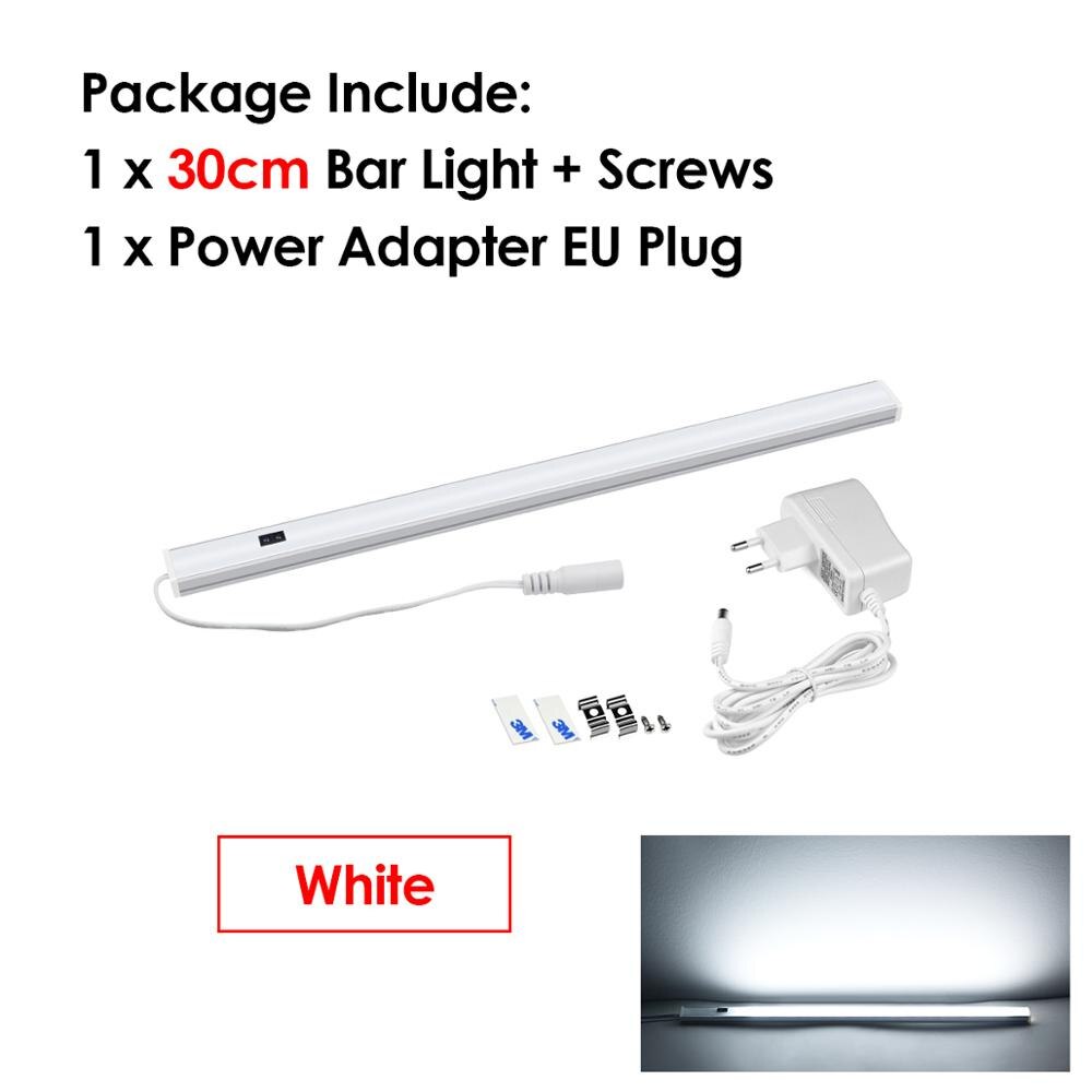 Kjøkkenlys tilbehør håndfeiende sensor under skap led strip bar lys 5w 6w 7w gjør det selv kjøkken nattbord lys led lampe: Hvit 30cm