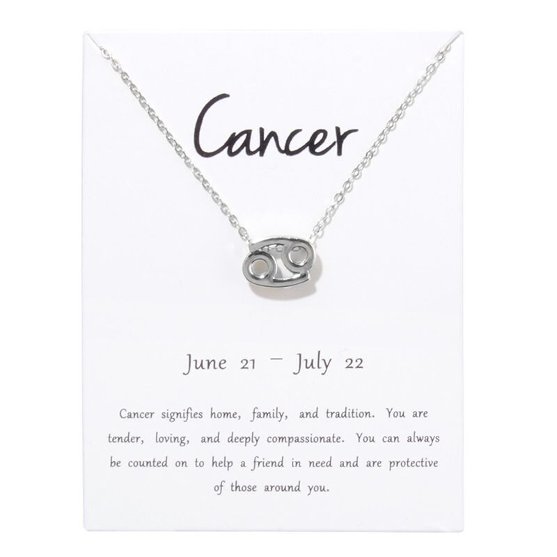 Libra-collar con colgante de 12 Constelaciones para mujer, cadena del zodiaco, joyería de cumpleaños: Cancer