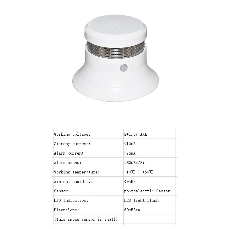 2 Pieces 80dB Sound Fire Alarm Profession Smoke Detector Sensor Mini Size Smoke Monitoring Battery Operated Fire Warning Alarm