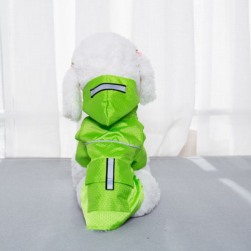 Pet Dog Hooded Raincoat With Pockets Reflective Two-legged Waterproof Coat Double-layered Hooded Jacket Puppy Dogs Clothing