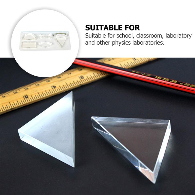 1 Set 6Pcs Optical Lens Kit Physics Teaching Optical Equipment (Transparent)