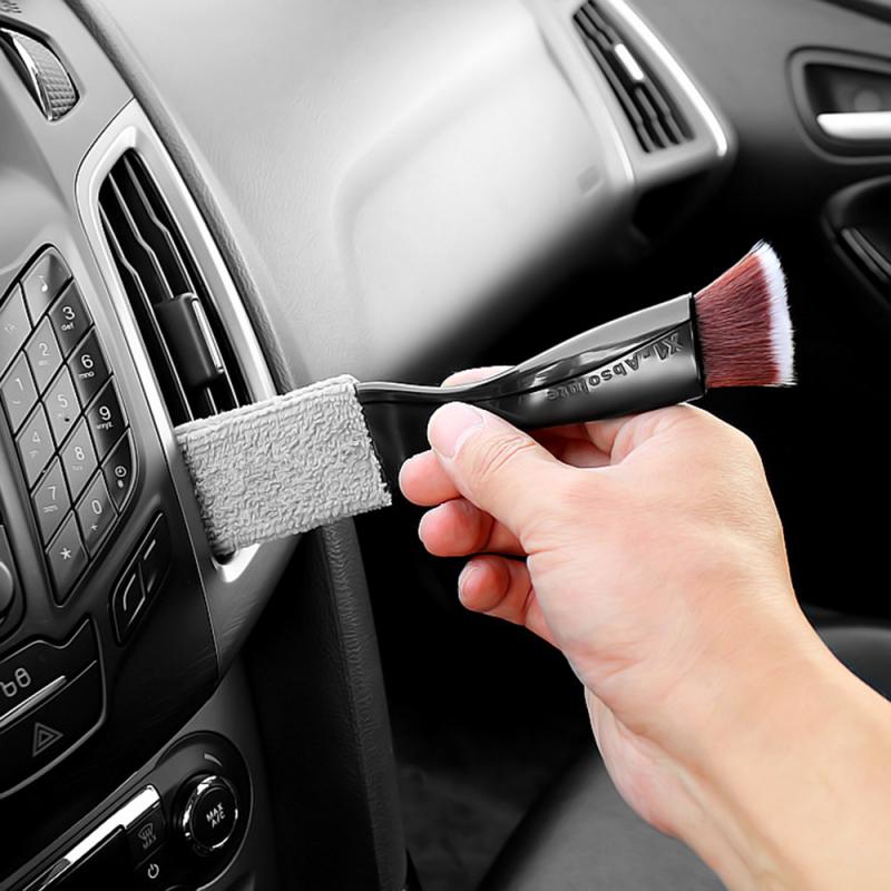 5Pcs Natural Boar Hair Detail Brush Set Automotive Detailing For Car Cleaning Car Wash & Maintenance Car Clean Brush: Black 1 pcs