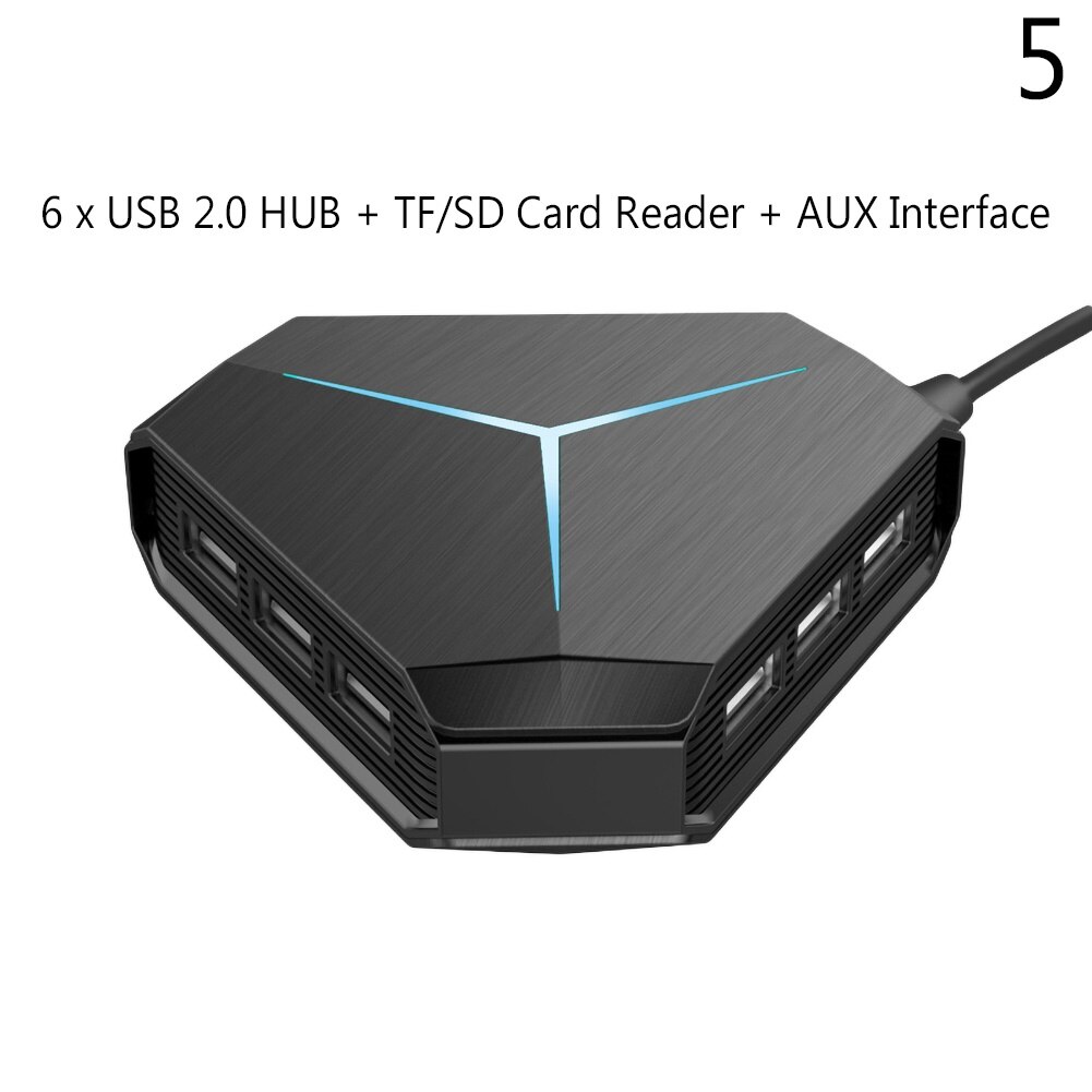 Multiple Port USB 2.0 AUX TF Card Reader Hub 1m Cable Splitter Adapter for PC Portable with Indicator Light Plug and Play: 5