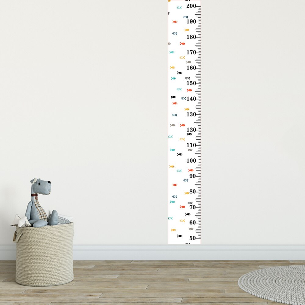 Wall Ruler Growth Chart Height Growth Chart Wood and Canvas Baby Growth Chart for Nurseries Bedrooms Wall Decor (Small Fishes)