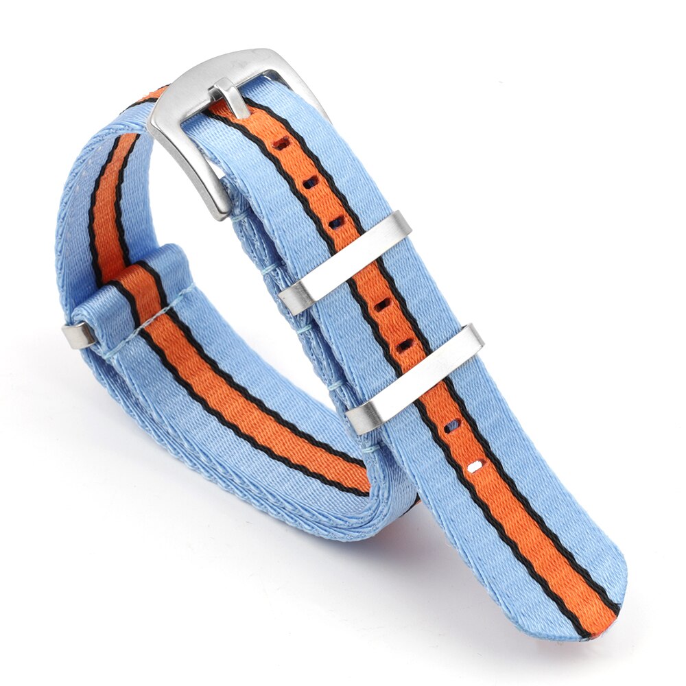 På niveauet blødt bærende urrem 22mm nato-rem nylon urrem armbåndsur tilbehør til omega james bond 007 # e: Blå-orange