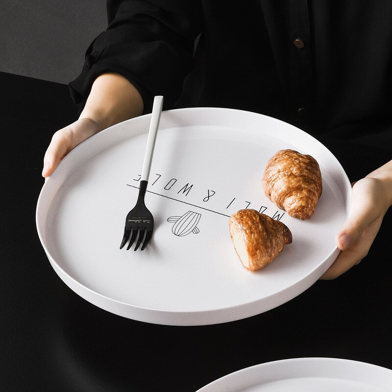 Nordic Style Plastic Round Breakfast Tray Food Fruit Dessert Plate Snack Storage Trays Kitchen Decorative Dish Tray C1574 d