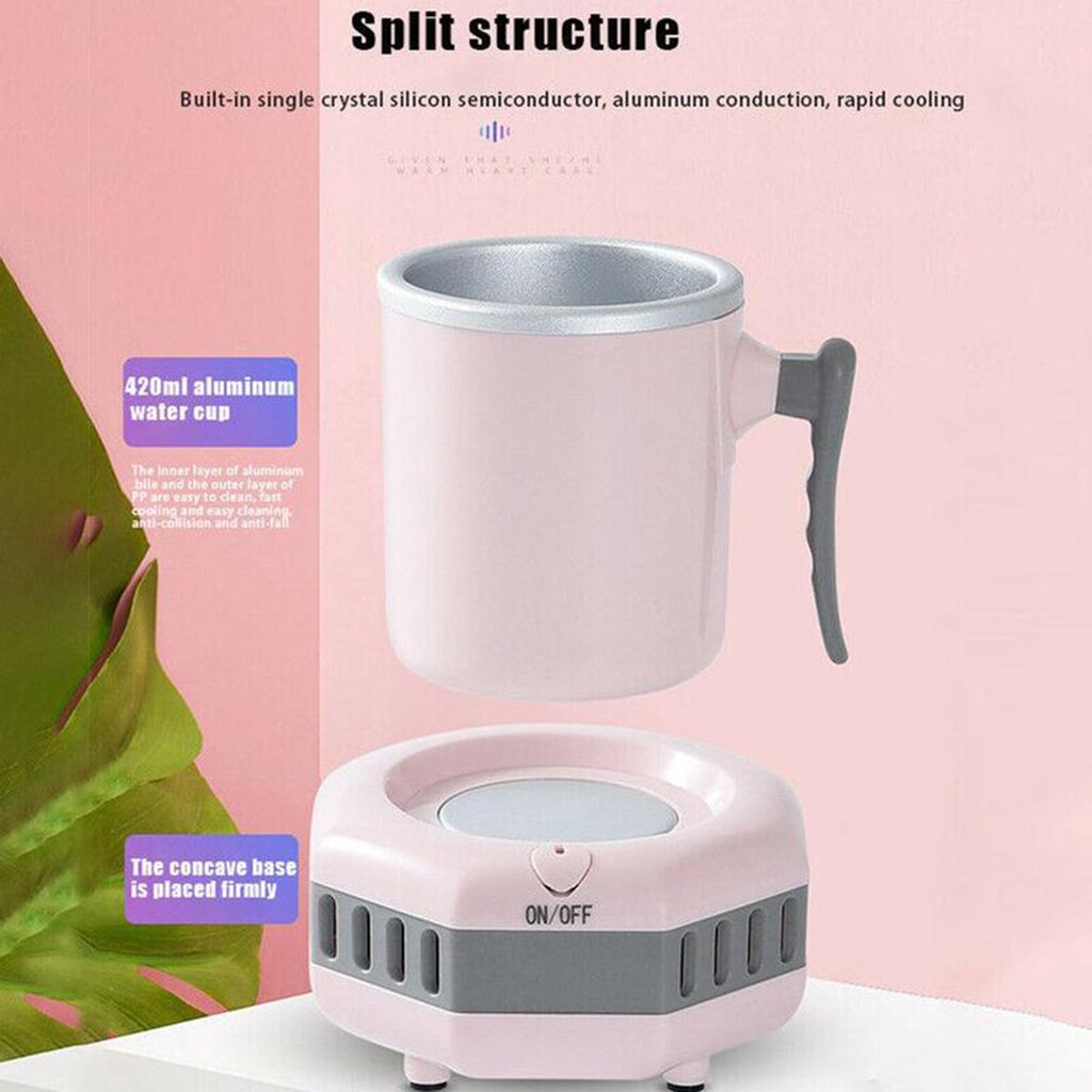 Portable Mini Electric Ice Maker Machine Desktop Beverage Cup Cooler, Quick in 15 Minutes (US Plug): Pink