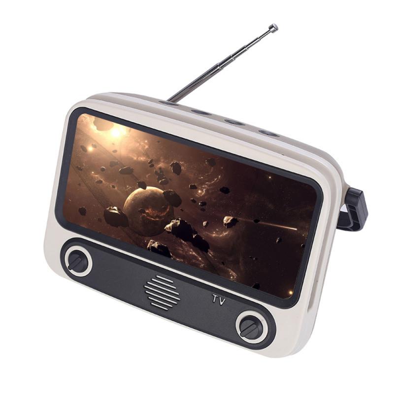 Bærbar høyttaler retro bluetooth høyttaler / bærbar tv telefonholder mobil tv trådløs høyttaler: Brun