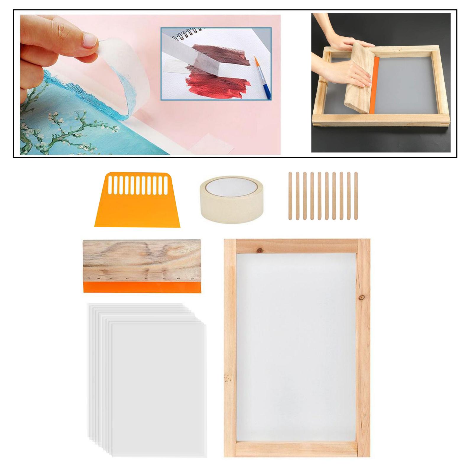 Screen Printing Kit Screen Printing Squeegees,Inkjet Transparency Film,Mask Tape