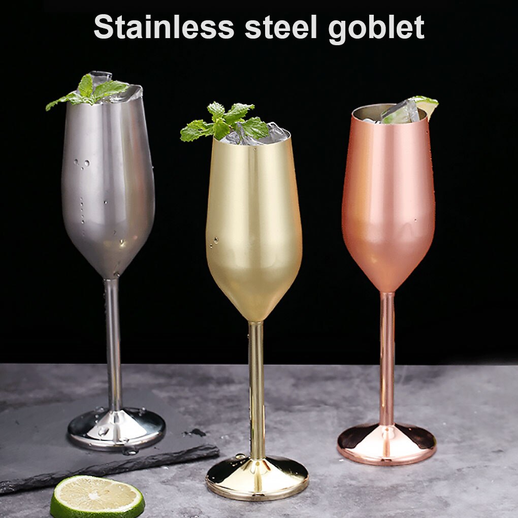 Rvs Wijnglas 220Ml Champagne Cup Metalen Cocktai Goblet Voor Bar Restaurant, Godlen