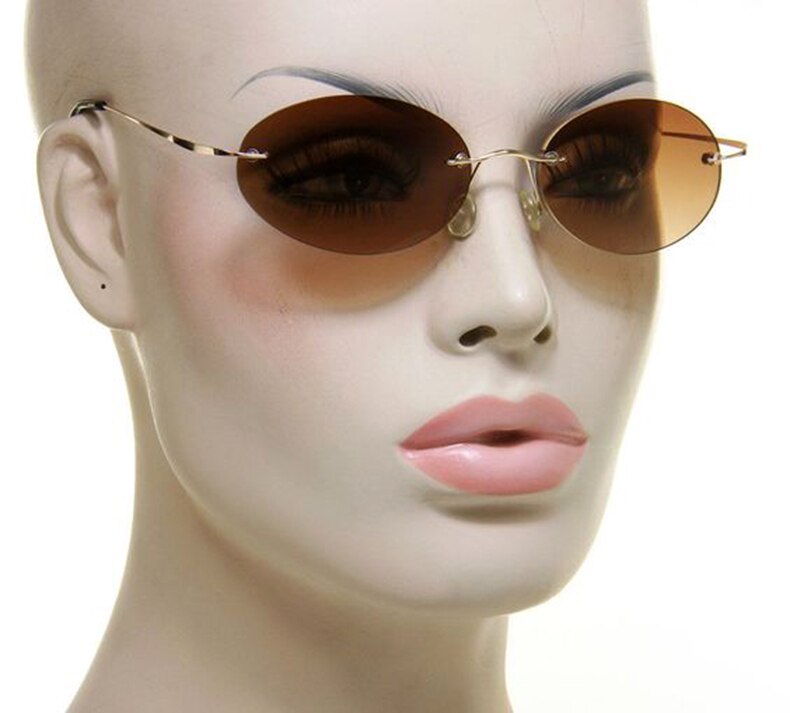 JackJad Männer Fahren Ultraleichte Titan Polarisierte Sonnenbrille Randlose Oval Rahmen Sonnenbrille Oculos De Sol