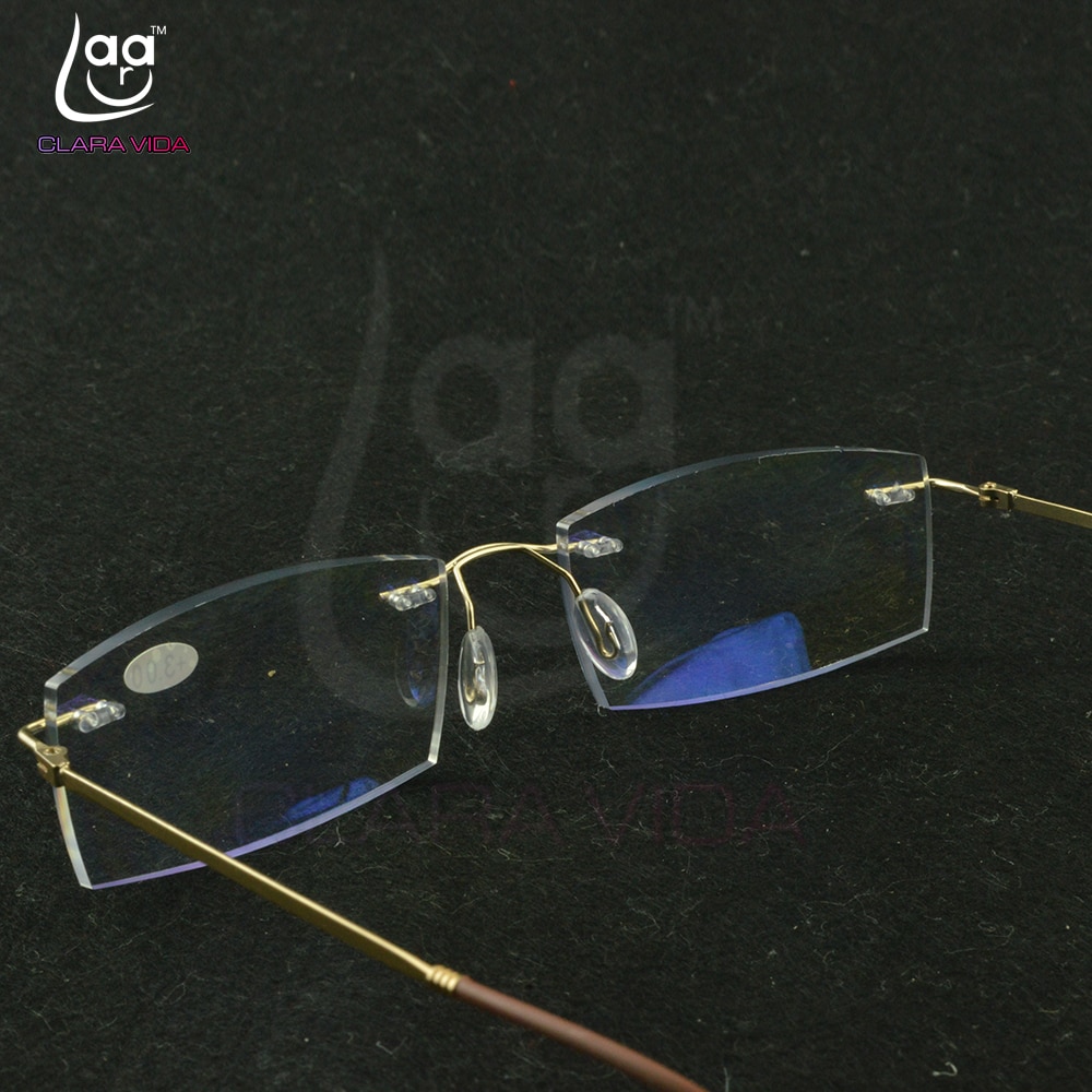 Titanium montuur ultralicht geheugen gouden montuur coating lenzen heren dames randloze leesbril 0.75 1 1.5 1.75 2 2.25 to 4