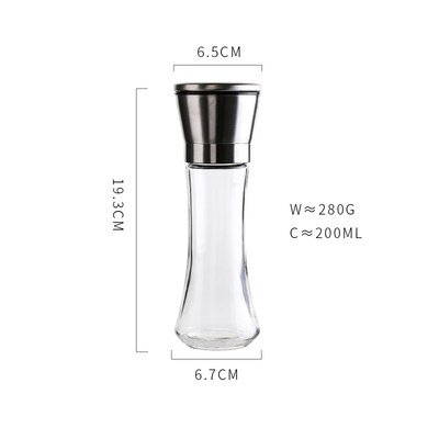 Stainless Steel Pepper Grinder Glass Body Spice Mills Shaker Handheld Seasoning Pot Salt Container Condiment Jar Cooking Tools: Type B