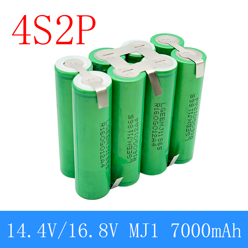 2S1P 1S3P 3S2P 4S2P 5S2P 8.4V 3.7V 10.8V 16.8V 18V MJ1 battery pack 18650 3500mAh battery for 18V screwdriver battery: Red