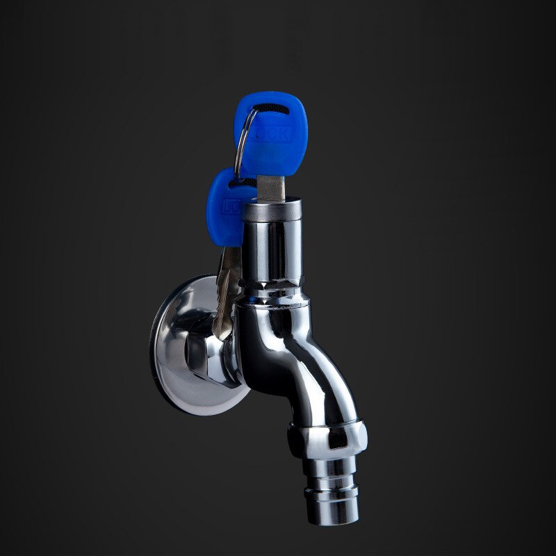 Anti-theft Sink Faucet With Lock Key Single Handle Lockable Household Washing Water Tap Outdoor: A