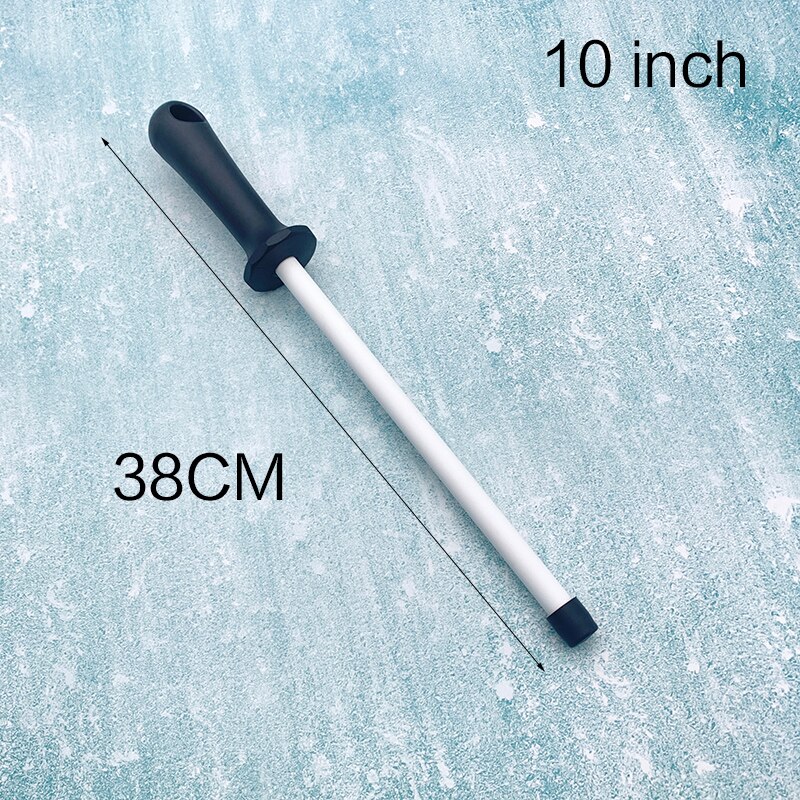 ceramic (zirconia) rod knife sharpener with ABS handle sharpener, suitable for chef steel knife kitchen assistant ceramic musat: 10 inch
