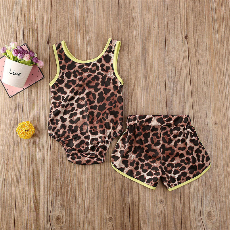 Summer Toddler Kids Baby Girls Two-Piece Leopard Print Bikini Swimsuit Swimwear Swimming Bathing Suit