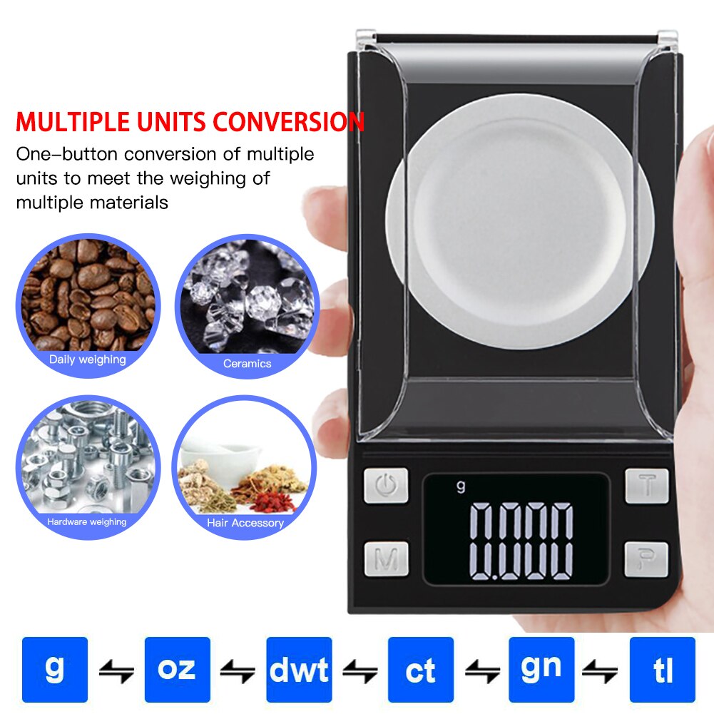Precision Pocket Jewelry Scale 0.001g Mini Electronic Scale High Precision Gold Carat Balance Digital Display Milligram Scale