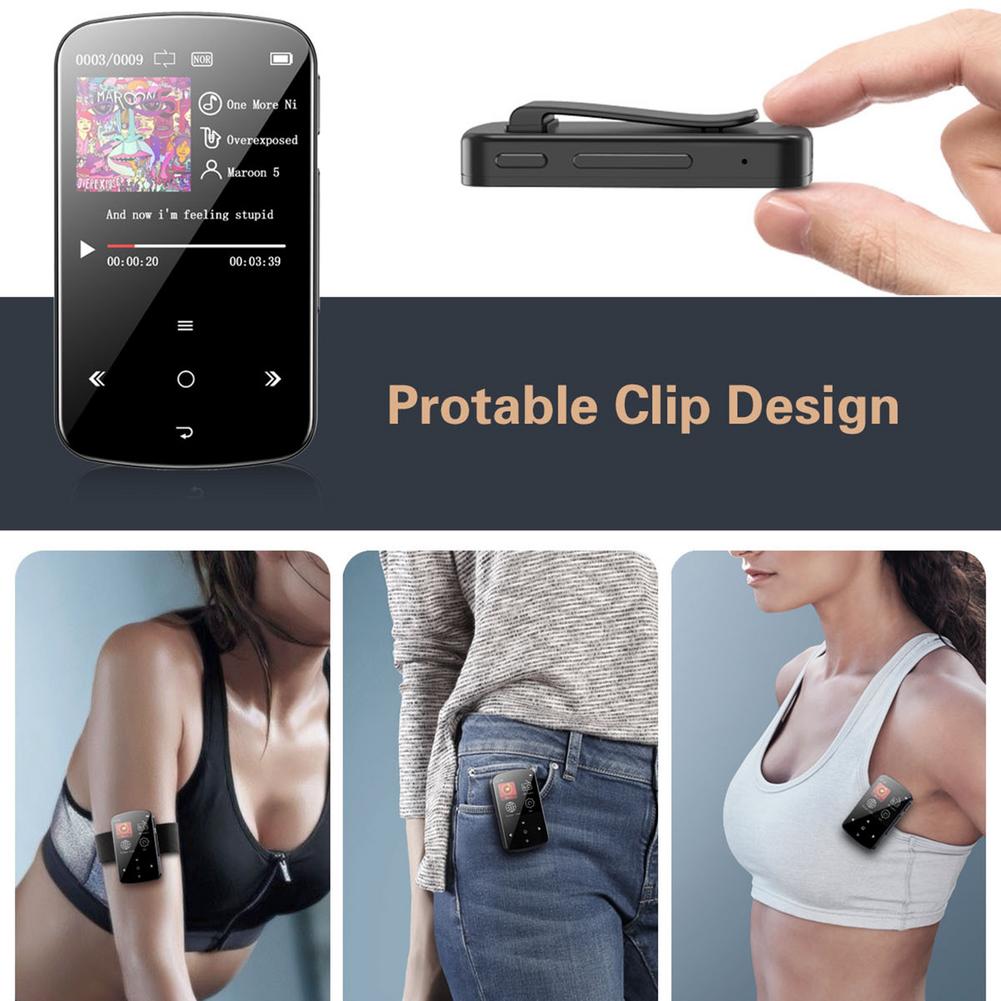 Mini Clip Bluetooth 5.0 MP3 Player Portable Music Lossless HiFi Sound Audio MP3 Player With FM Radio Pedometer Function