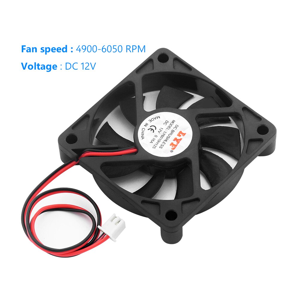 Mini ventilateurs de refroidissement 12V, 60MM X 60MM X 10MM, sans balais, boîtier à 2 broches, câble de 30cm de long, dissipateur thermique, CPU