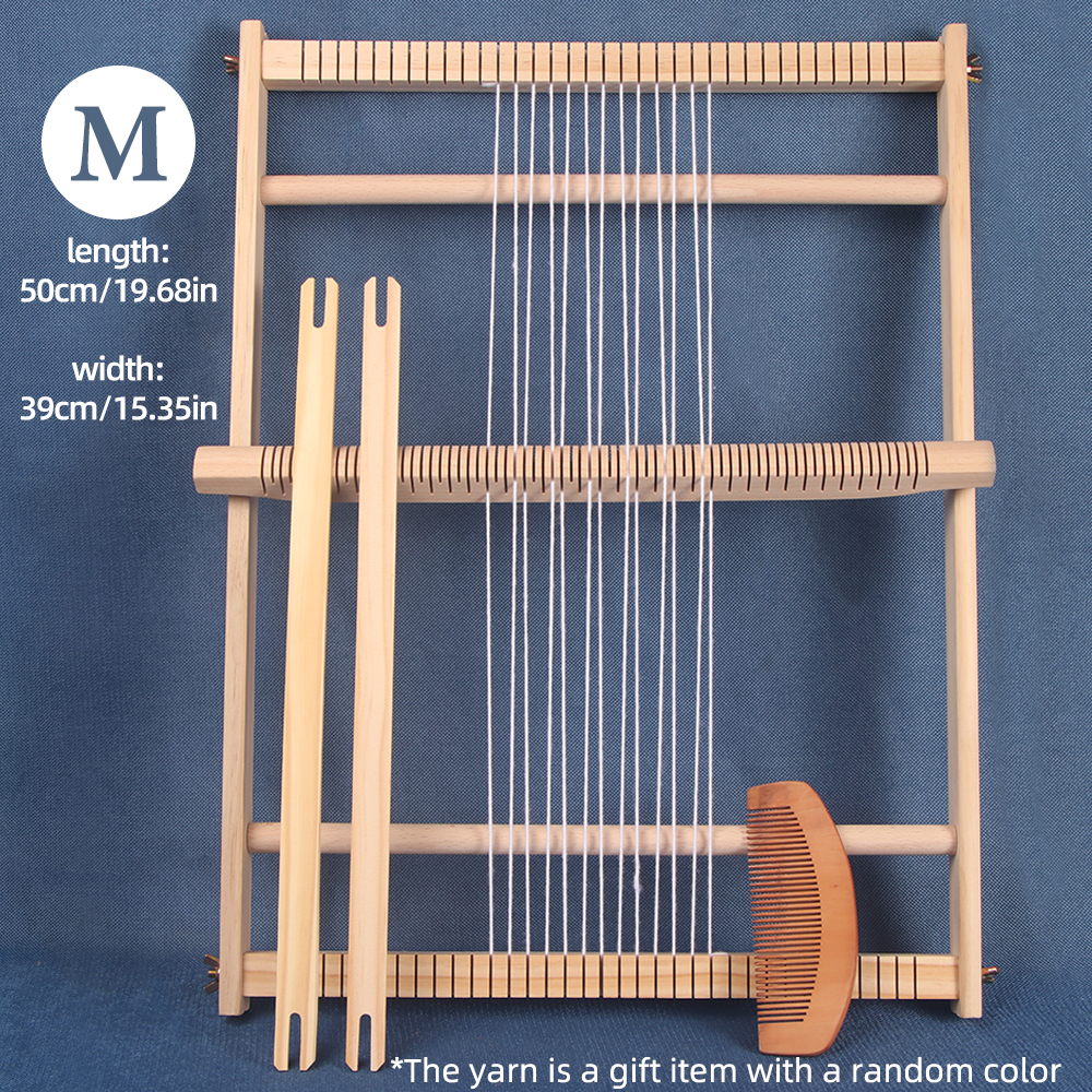 Machine à tisser et à tricoter en bois, outil tricoté avec cadre en bois, fabrication de tapisserie à pampilles de décoration et outils de couture de tapis, 1 pièce