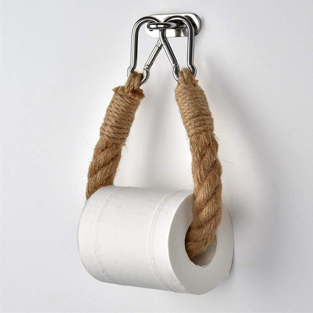 Cáñamo de cuerda para colgar en la pared, portarrollos de baño Retro hecho a mano, soporte de papel higiénico, accesorios de baño