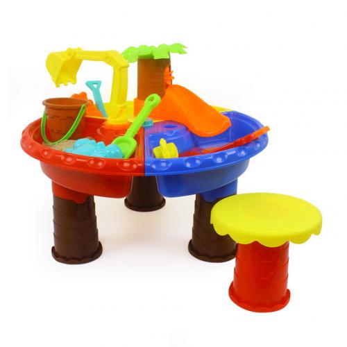 Draagbare Kids Outdoor Zomer Strand Zand Graven Tool Water Spelen Plastic Tafel Speelgoed Kit: 3 Grid Tree