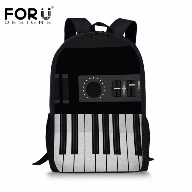 FORUDESIGNS hommes sac à dos Piano clavier avec Note de musique motif école sac à dos pour adolescents garçons filles 2 pièces/ensemble sacs à crayons: HK2026C