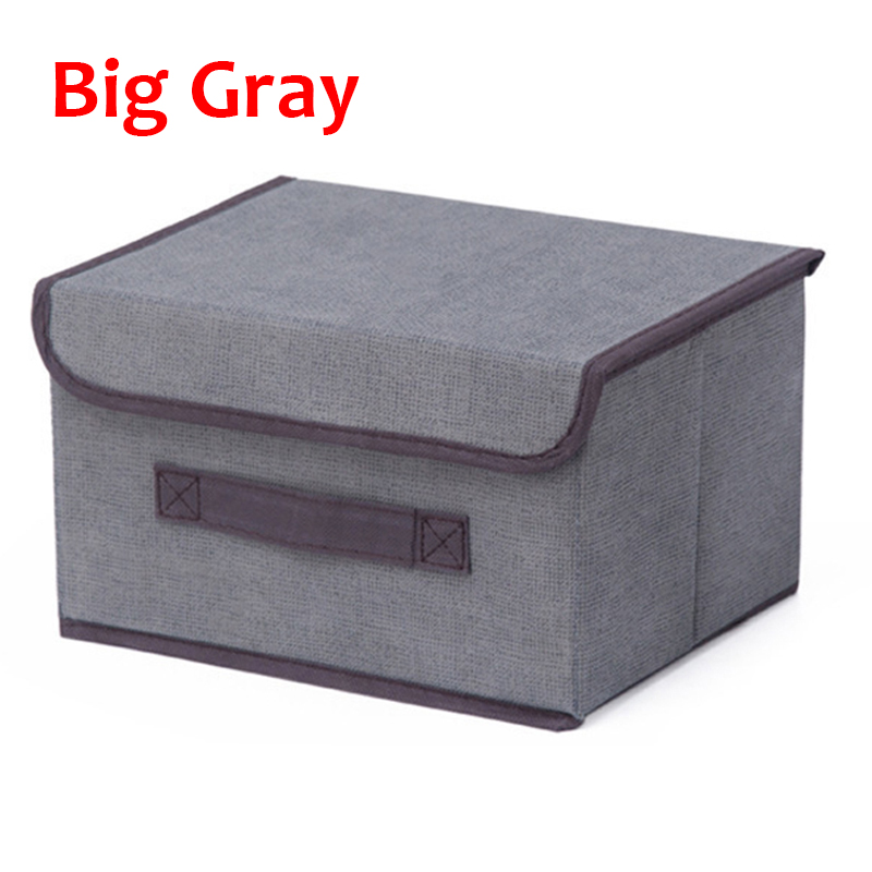 Storage Boxes with Lids No Smell Polyester Fabric Clear Storage Baskets Containers Bins With Double Cover Organizer: Big Grey