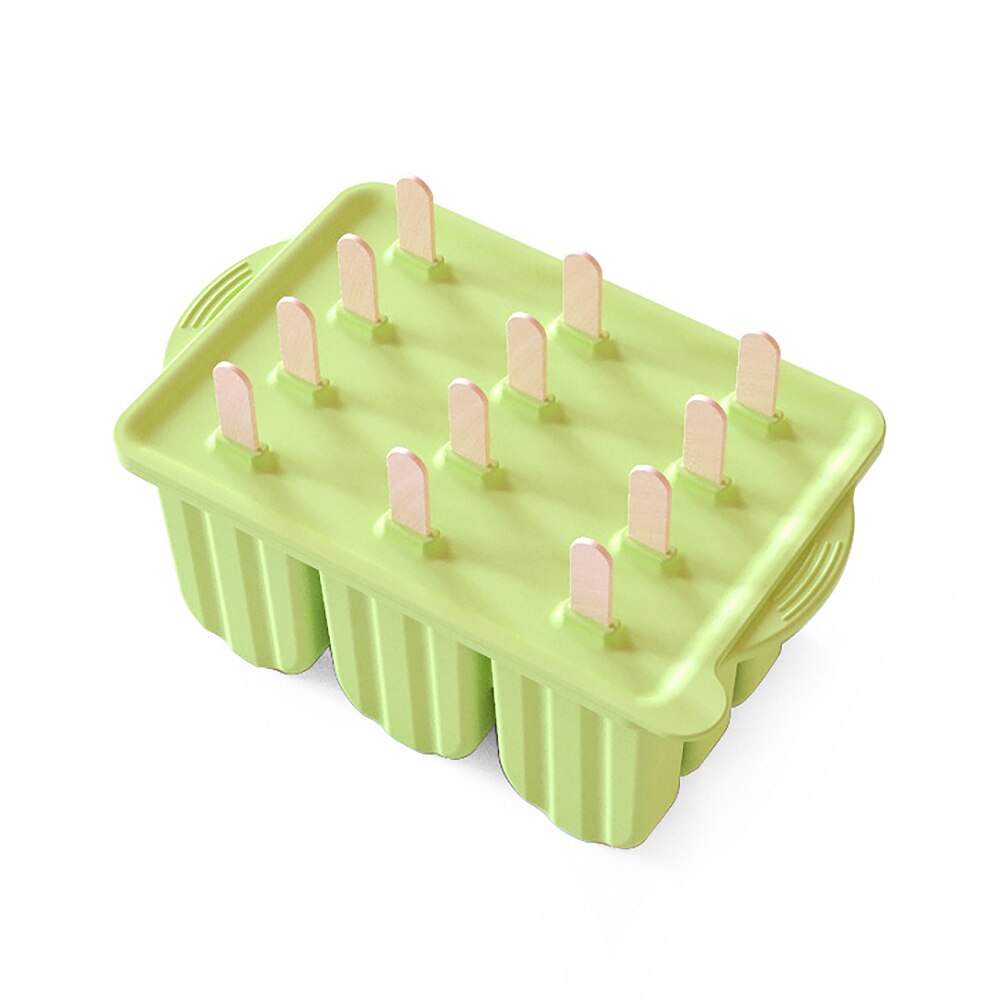 12 håls glass silikon isglassform silikon giftfri isglassform hemgjord stickglassmaskin sommar: Grön