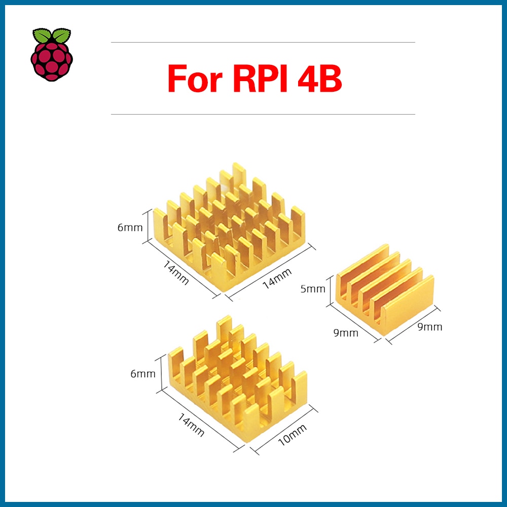 S Robot Voor Raspberry Pi 4B Koellichaam 3 Pcs Aluminium Heatsink Radiator Cooling Kit Cooler Voor Raspberry Pi 4 model B RPI144