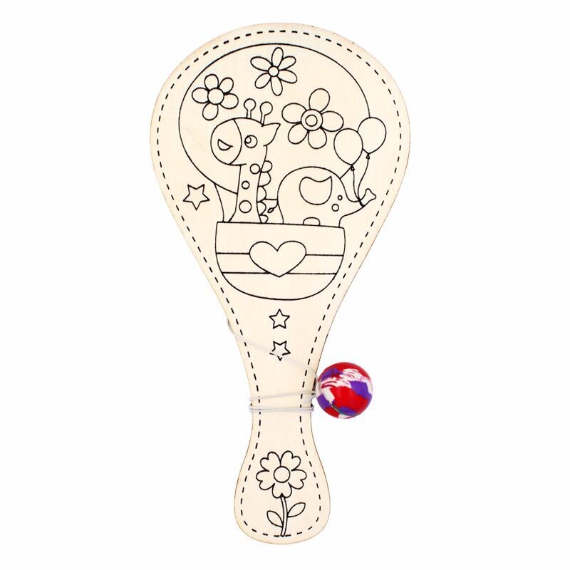 Juegos Aire Libre Wooden racket ball DIY toy cartoon random doodle kindergarten children's handmade toys: Hot air balloon