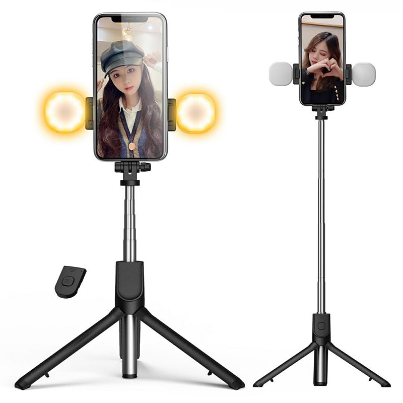 4 In 1 Selfie Ring Licht Draadloze Bluetooth Selfie Stok Mini Statief Handheld Uitschuifbare Selfie Stok Met Afstandsbediening