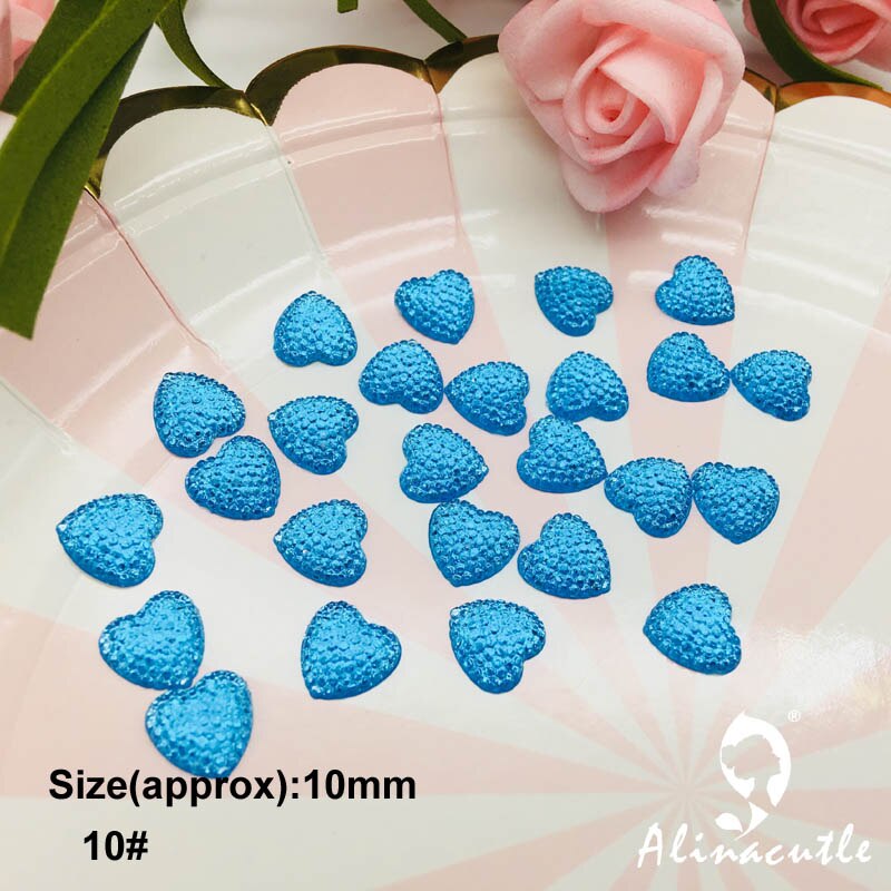 100pc 10mm flat diamond heart crystals Stone Stickers gem DIY handmade Art Crafts Scrapbooking crystals: No 10 wathet blue