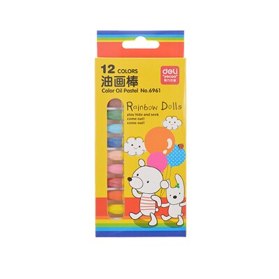 , lápiz Deli stick 18/24/36, pintura al óleo en colores Pastel, crayones, suministros de pintura, ceras para niños, estudiantes de Bellas Artes: 12 color