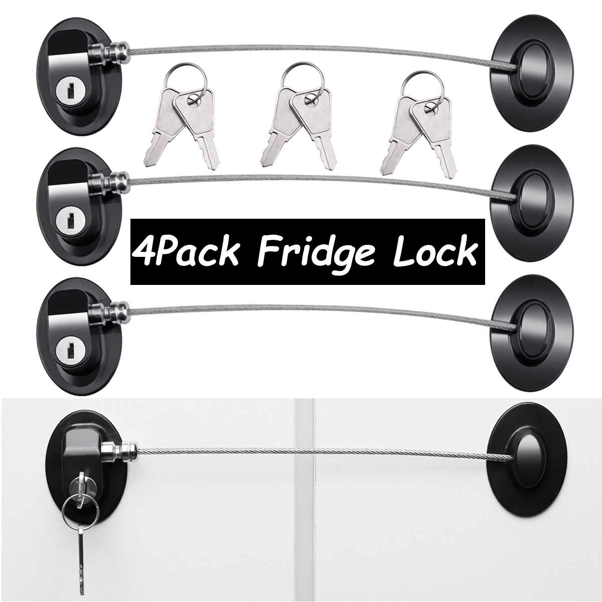 Refrigerator Door Locks(4-Pack),Mini Fridge Lock, File Cabinet Lock, Drawer Lock, Lock for Cabinet, Child Safety Lock: Default Title